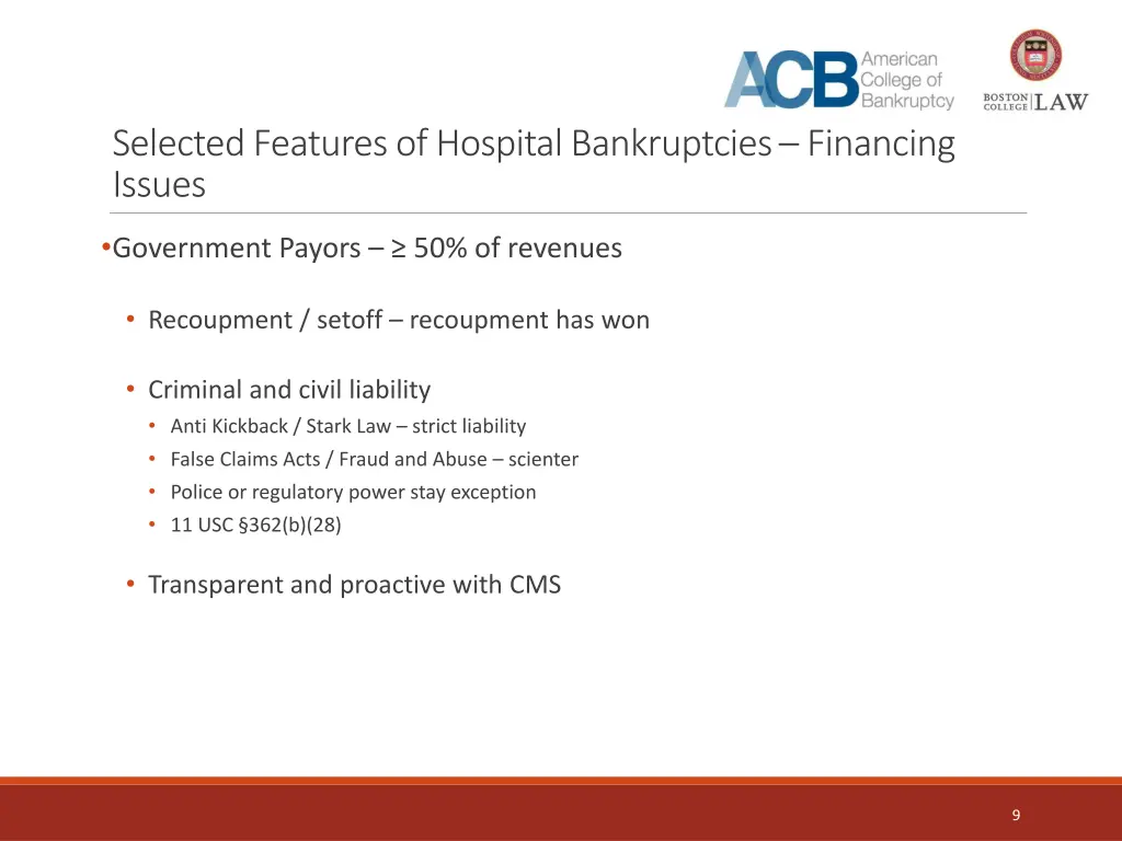 selected features of hospital bankruptcies 2