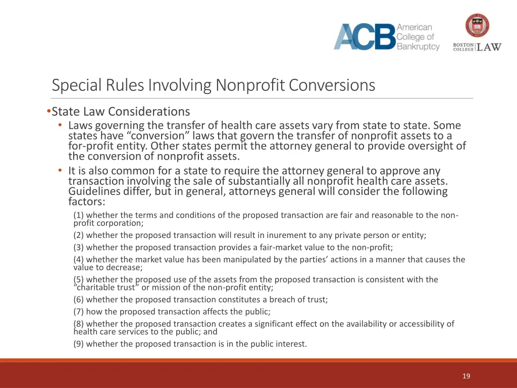 special rules involving nonprofit conversions 1