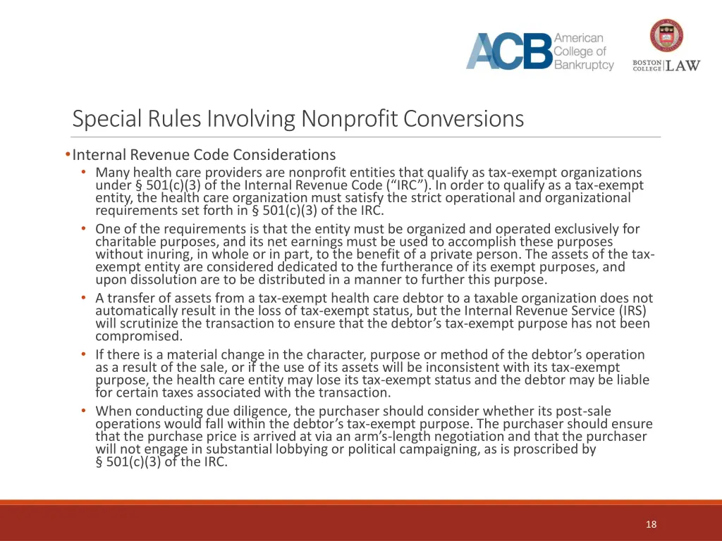 special rules involving nonprofit conversions