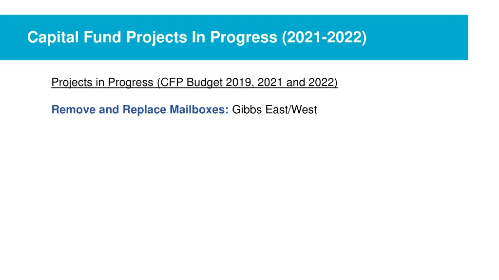 capital fund projects in progress 2021 2022