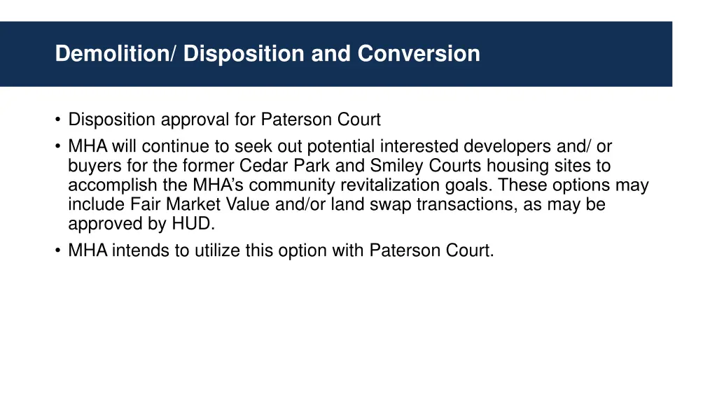 demolition disposition and conversion