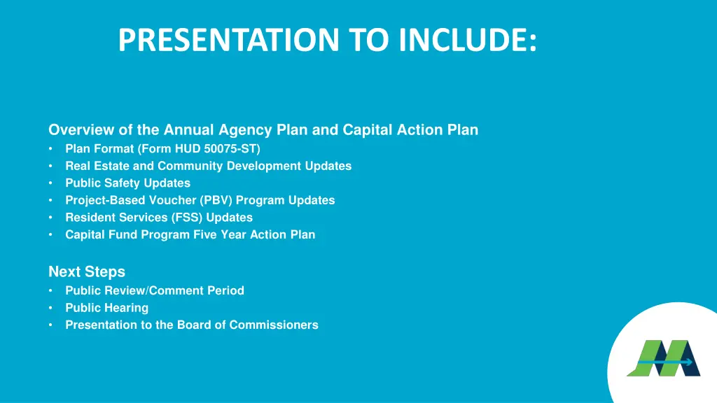 presentation to include