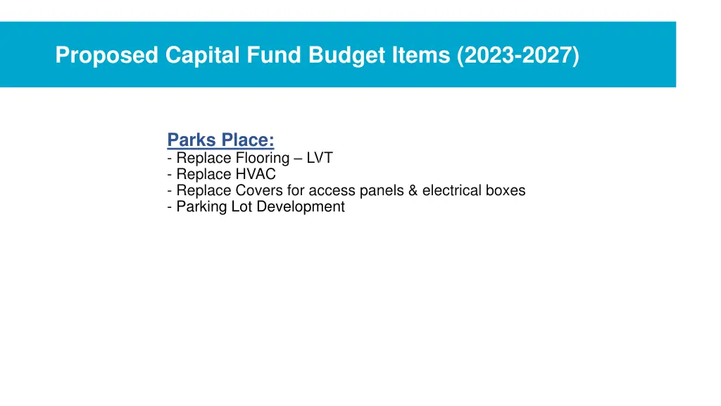 proposed capital fund budget items 2023 2027