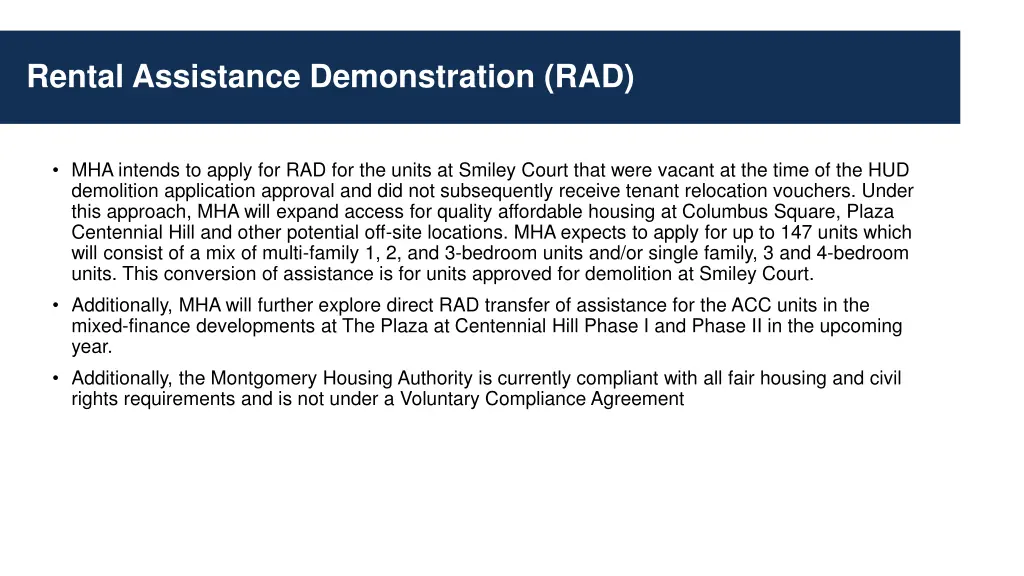 rental assistance demonstration rad