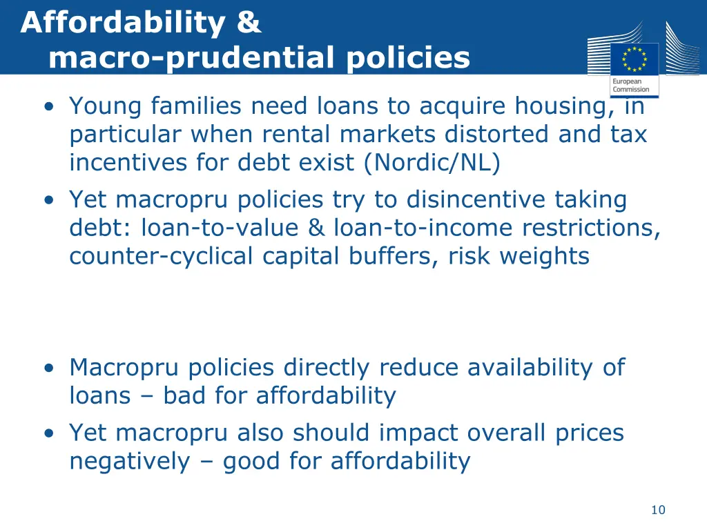 affordability macro prudential policies