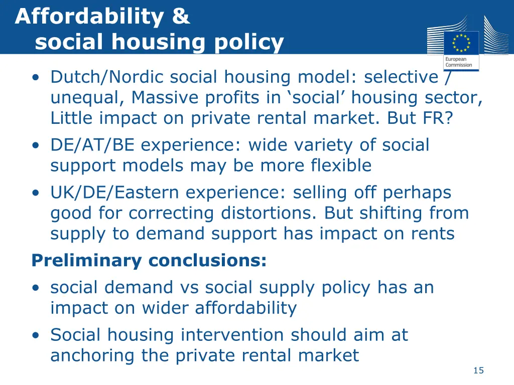 affordability social housing policy