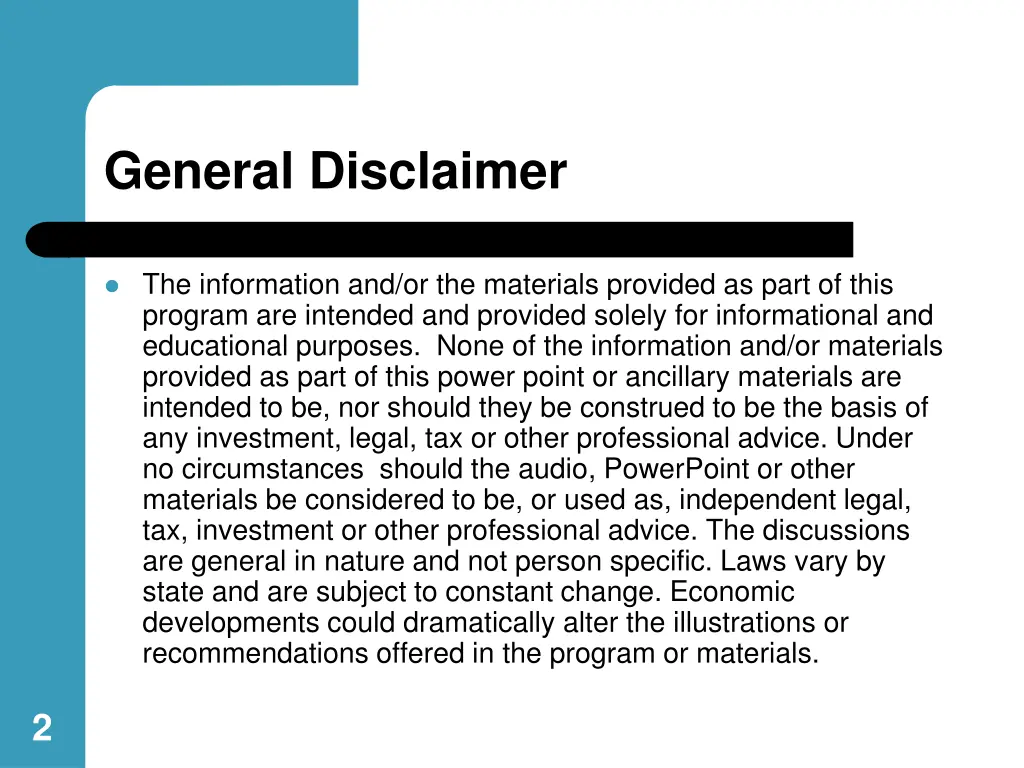general disclaimer
