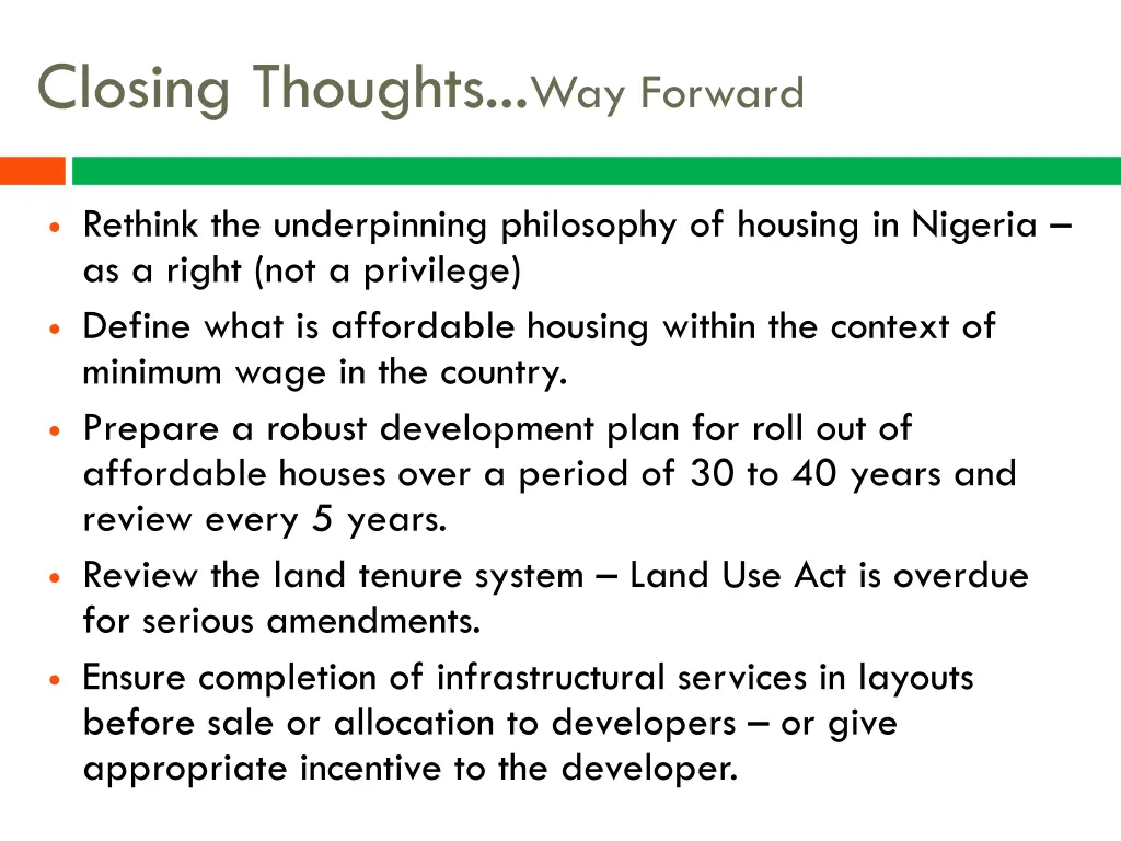 closing thoughts way forward