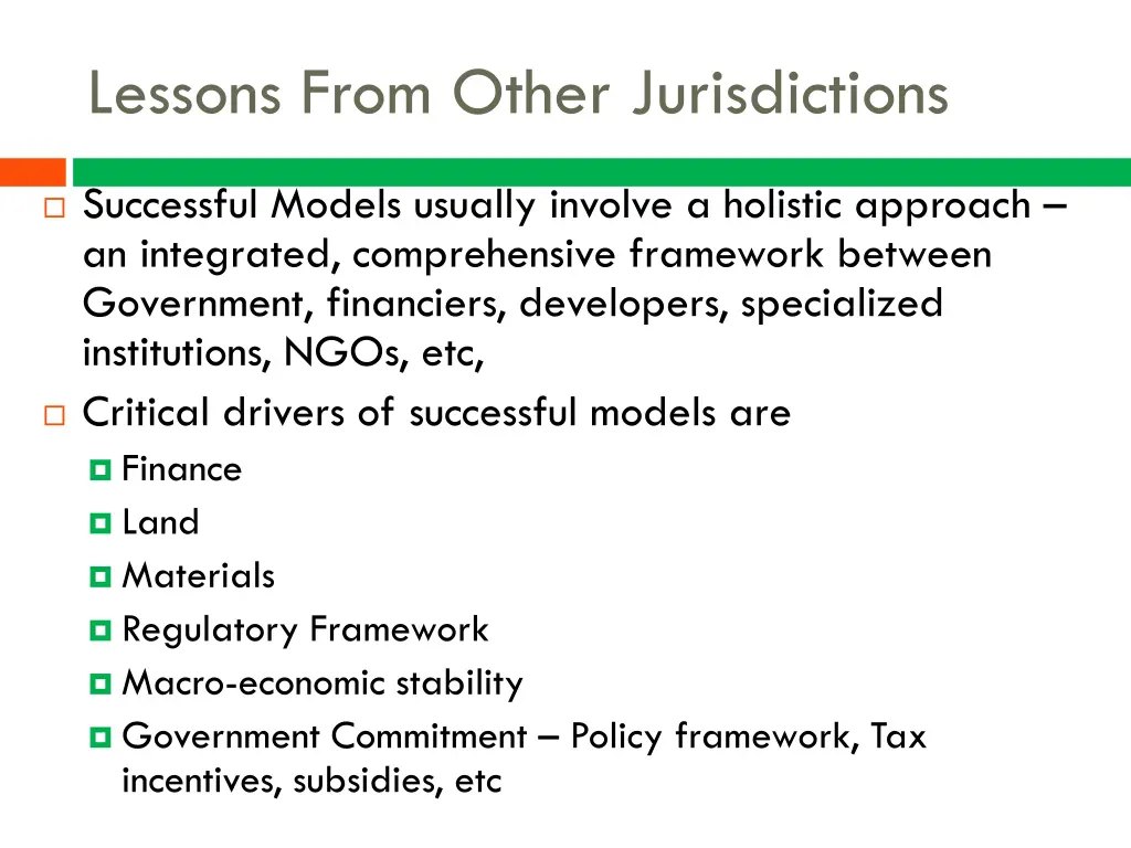 lessons from other jurisdictions