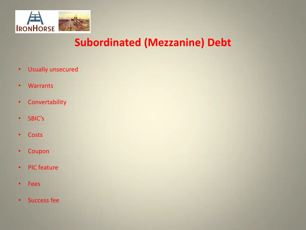 subordinated mezzanine debt