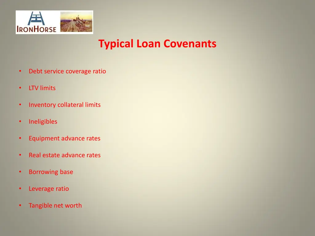 typical loan covenants 1