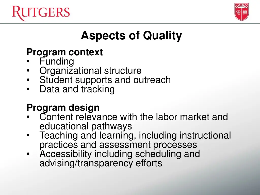 aspects of quality