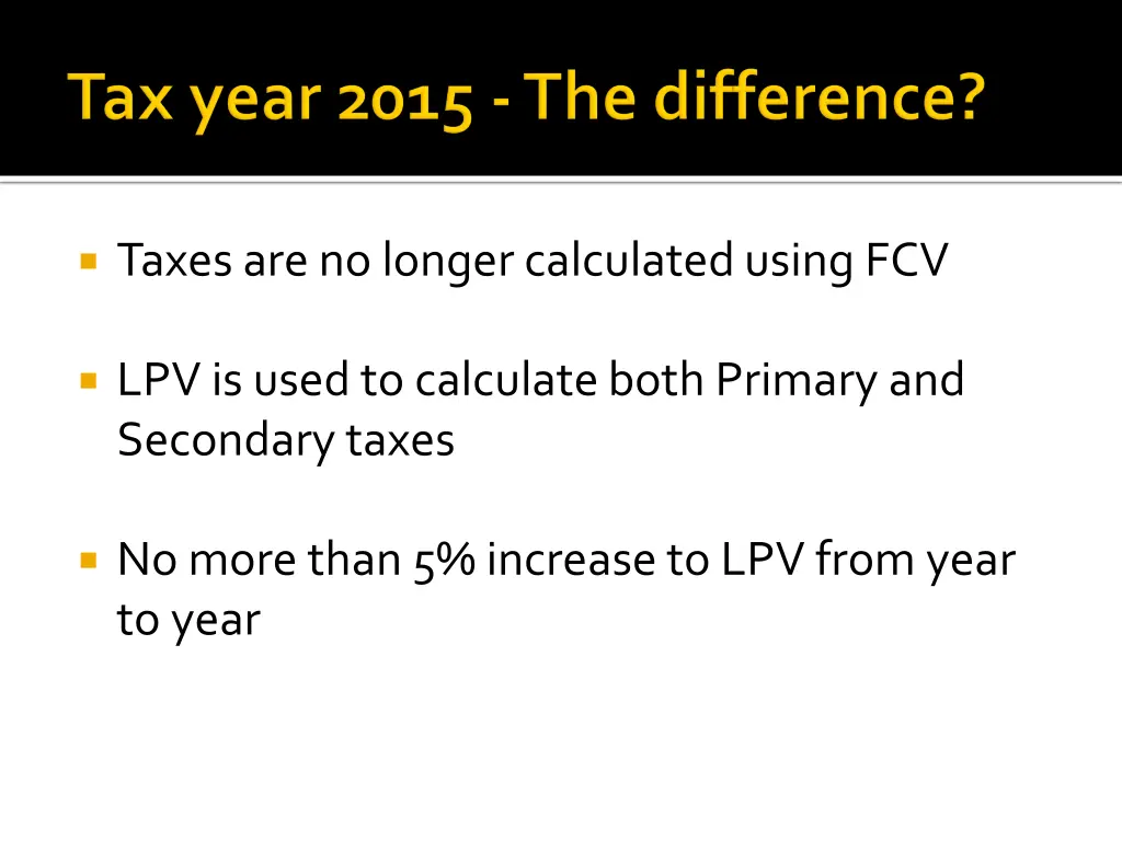 taxes are no longer calculated using fcv