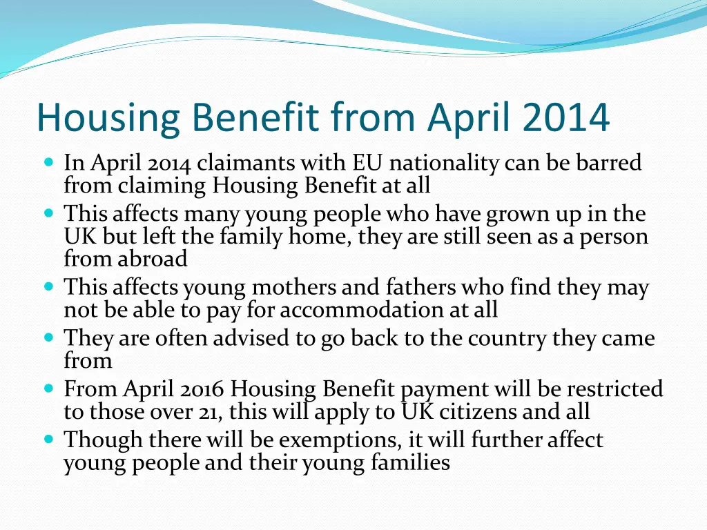 housing benefit from april 2014 in april 2014