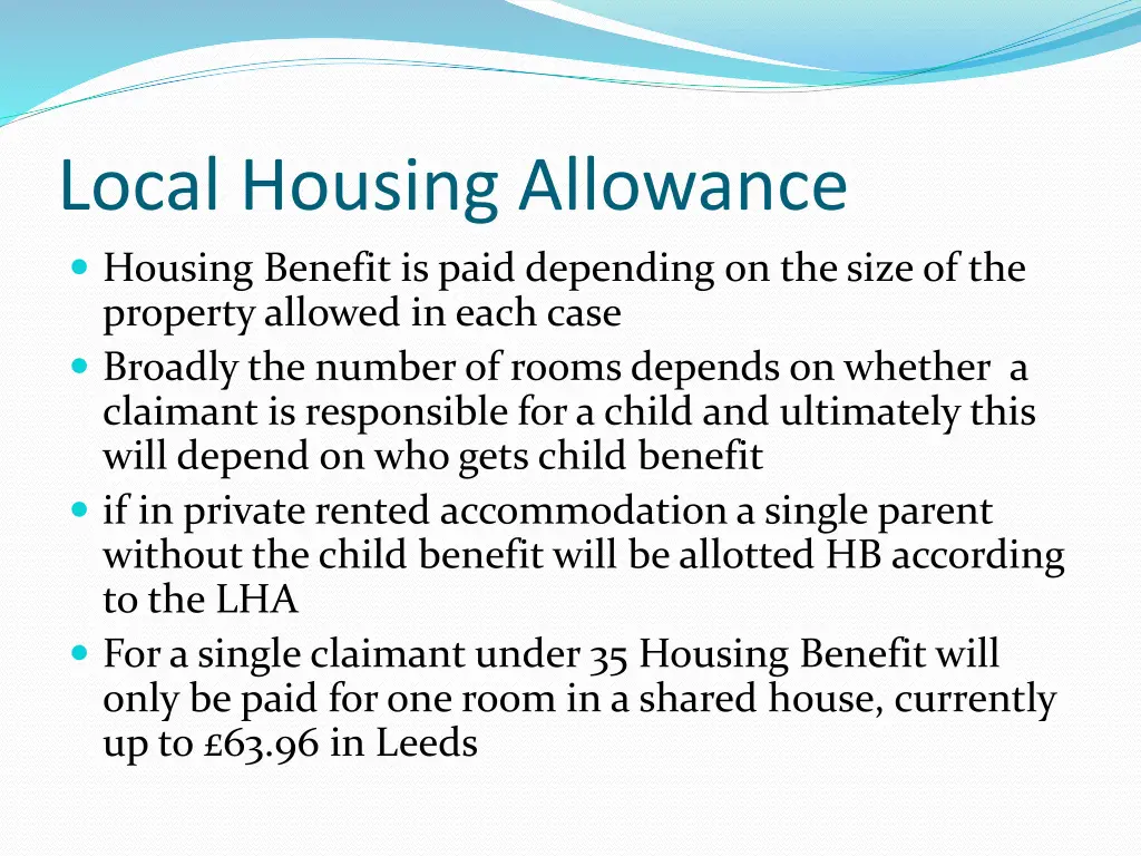 local housing allowance housing benefit is paid