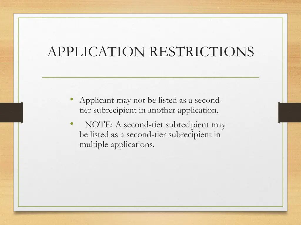 application restrictions