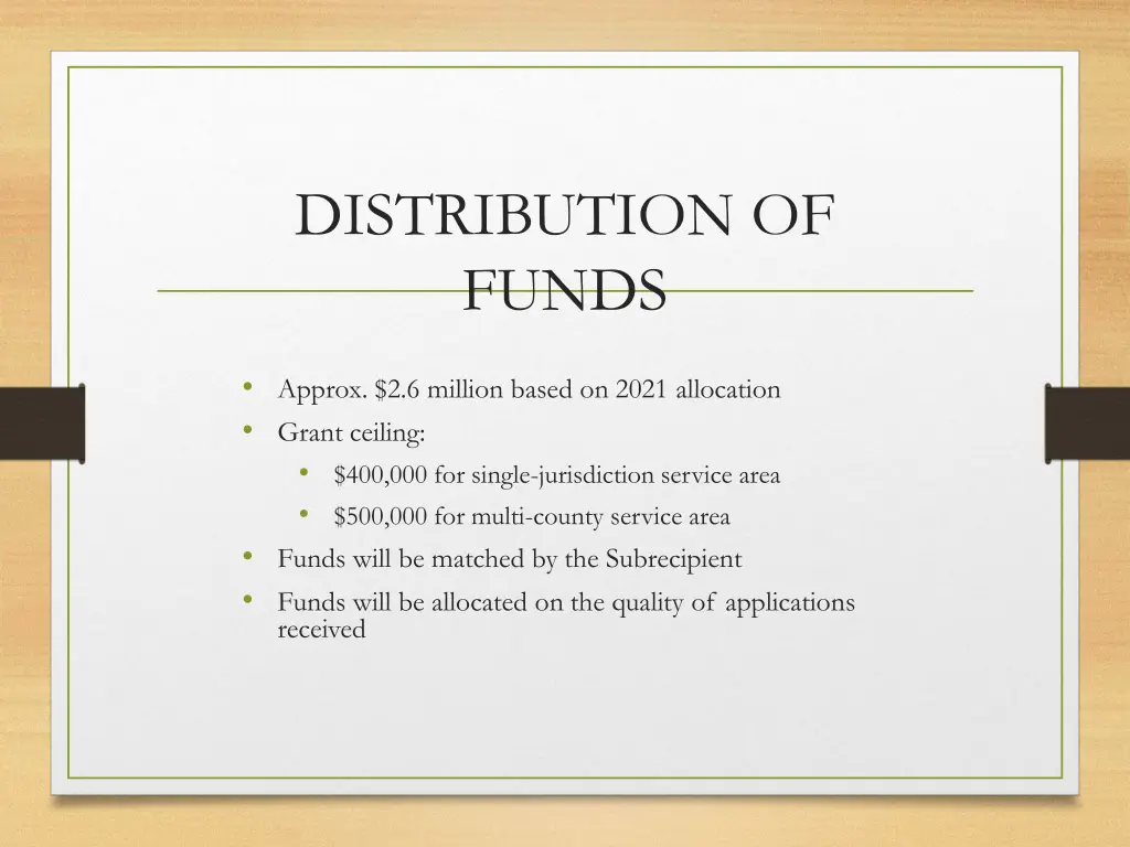 distribution of funds