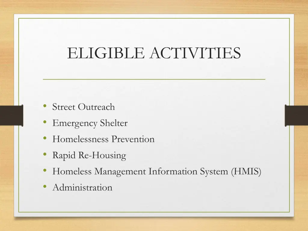 eligible activities