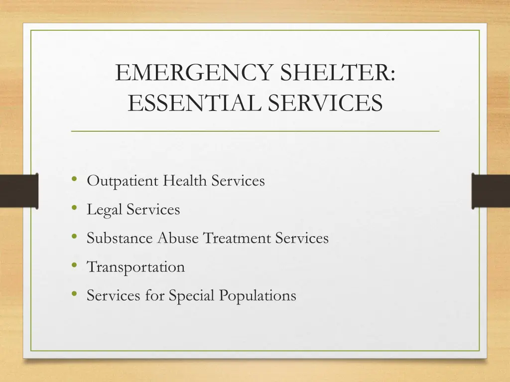 emergency shelter essential services 1