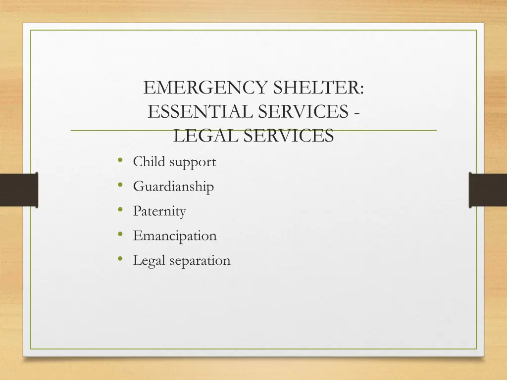 emergency shelter essential services legal 1