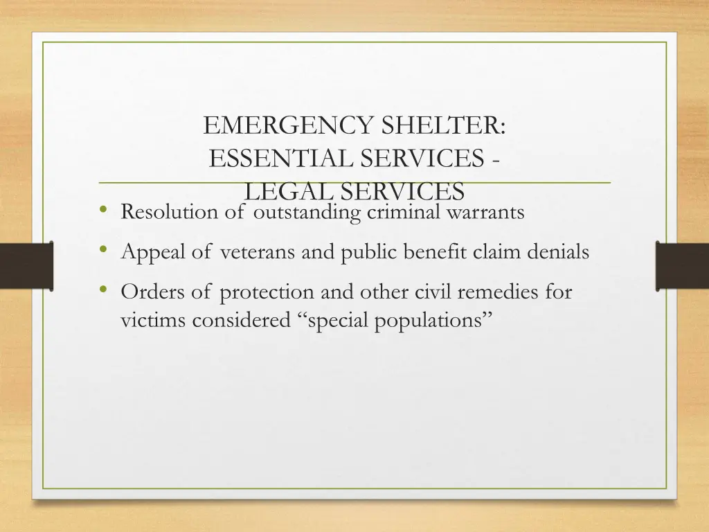 emergency shelter essential services legal 2