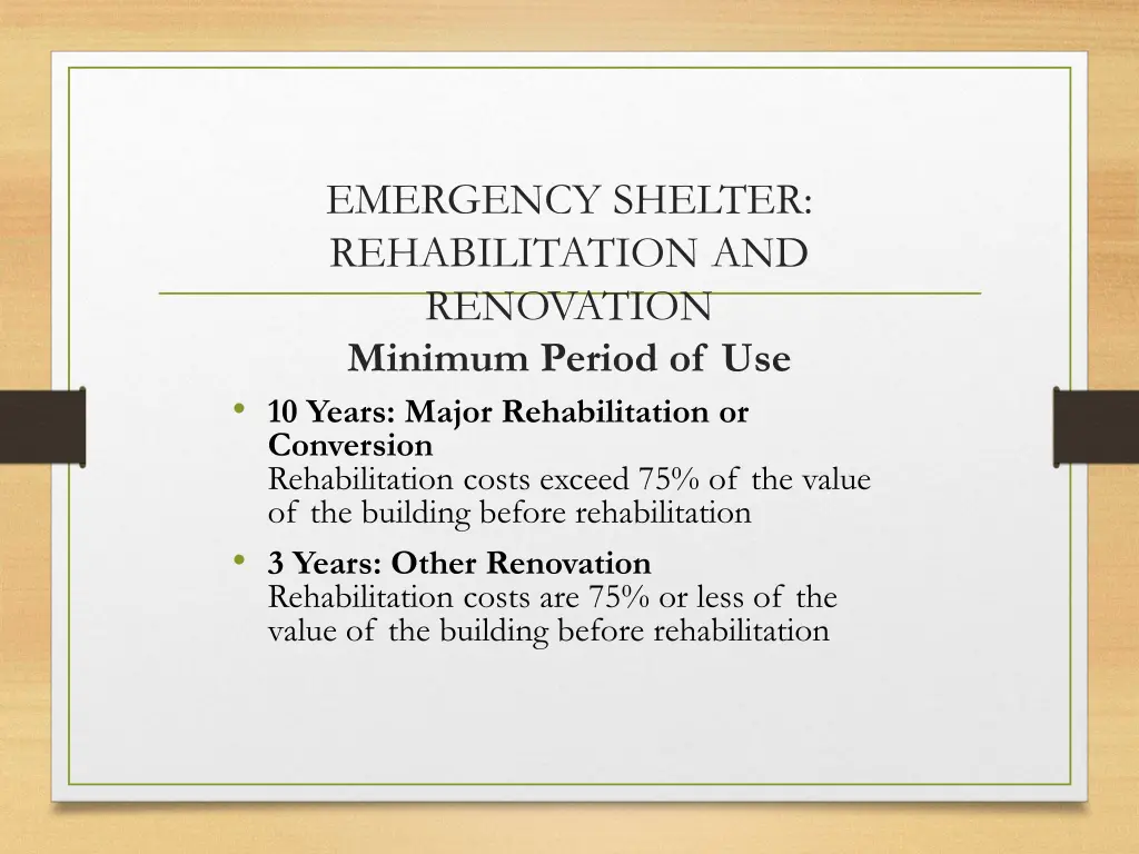 emergency shelter rehabilitation and renovation 1