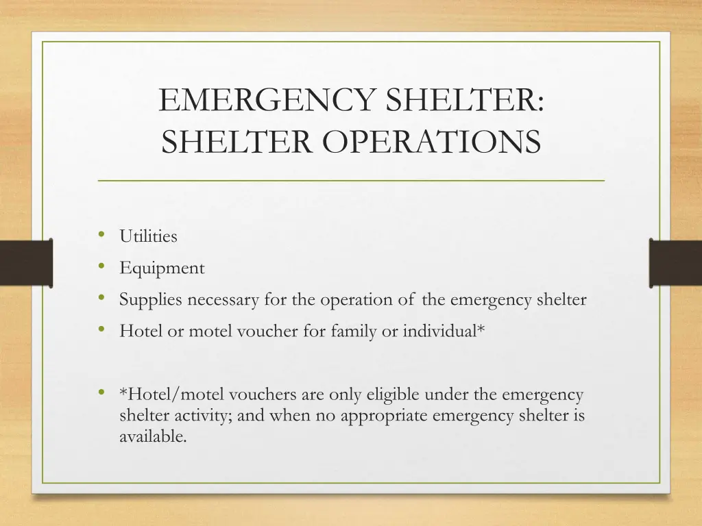 emergency shelter shelter operations 1
