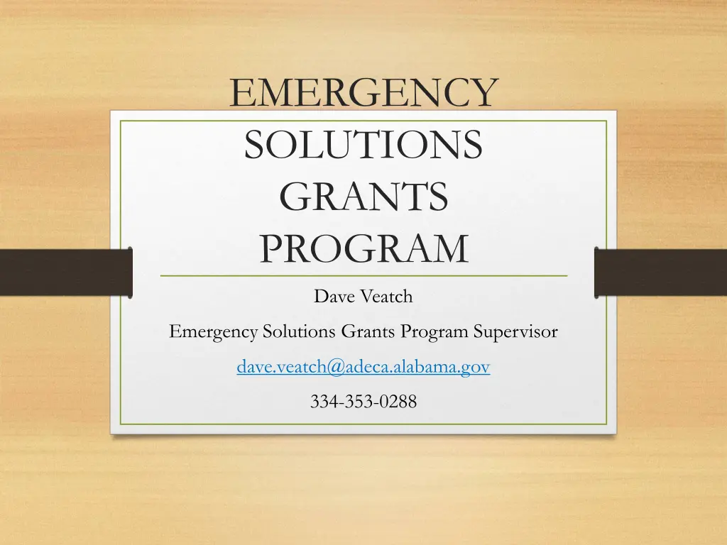 emergency solutions grants program