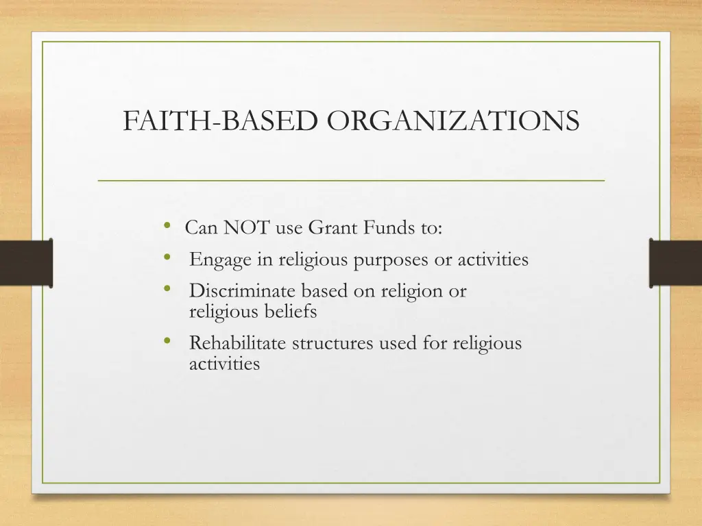 faith based organizations