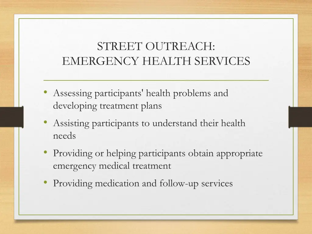 street outreach emergency health services
