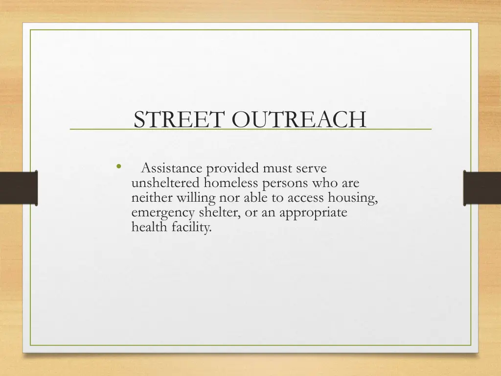 street outreach