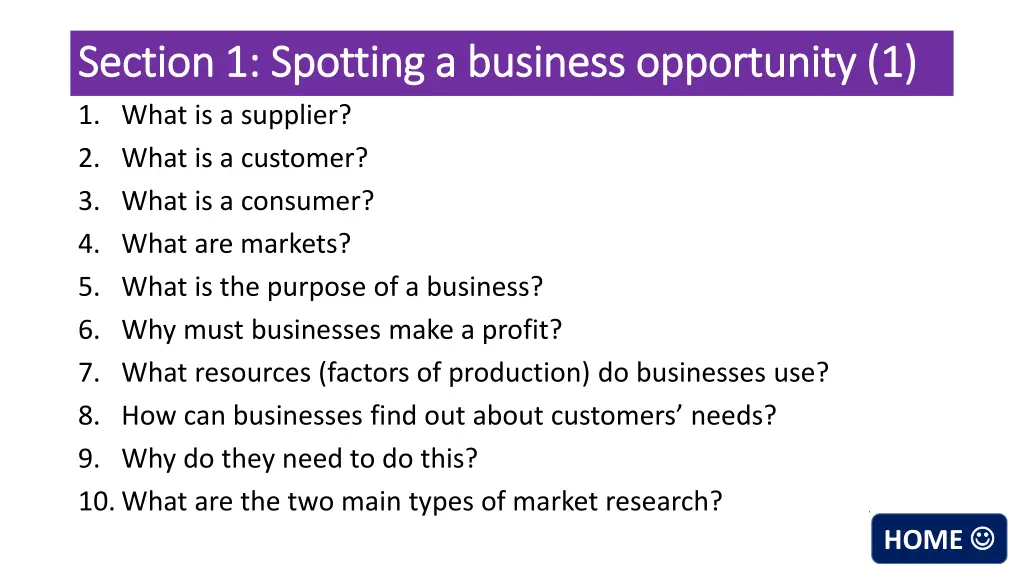 section 1 spotting a business opportunity