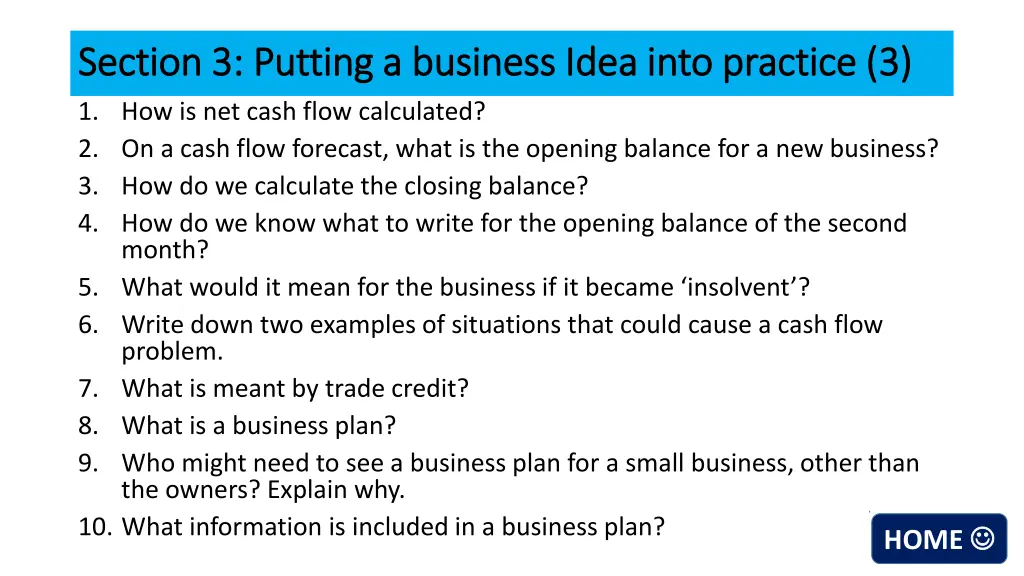 section 3 putting a business idea into practice 2