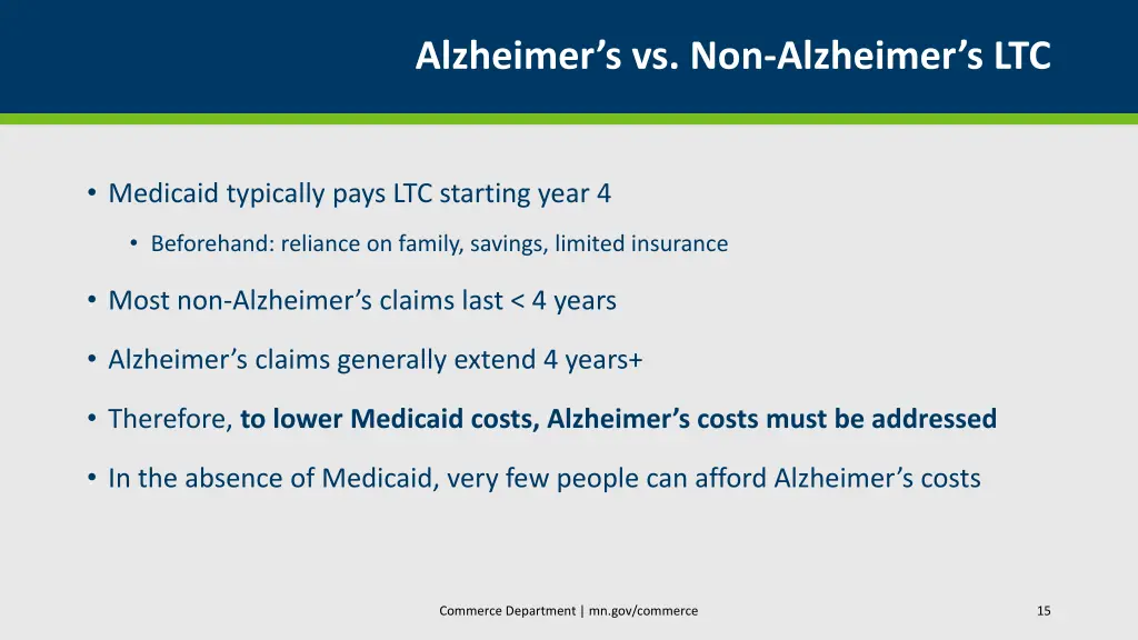 alzheimer s vs non alzheimer s ltc