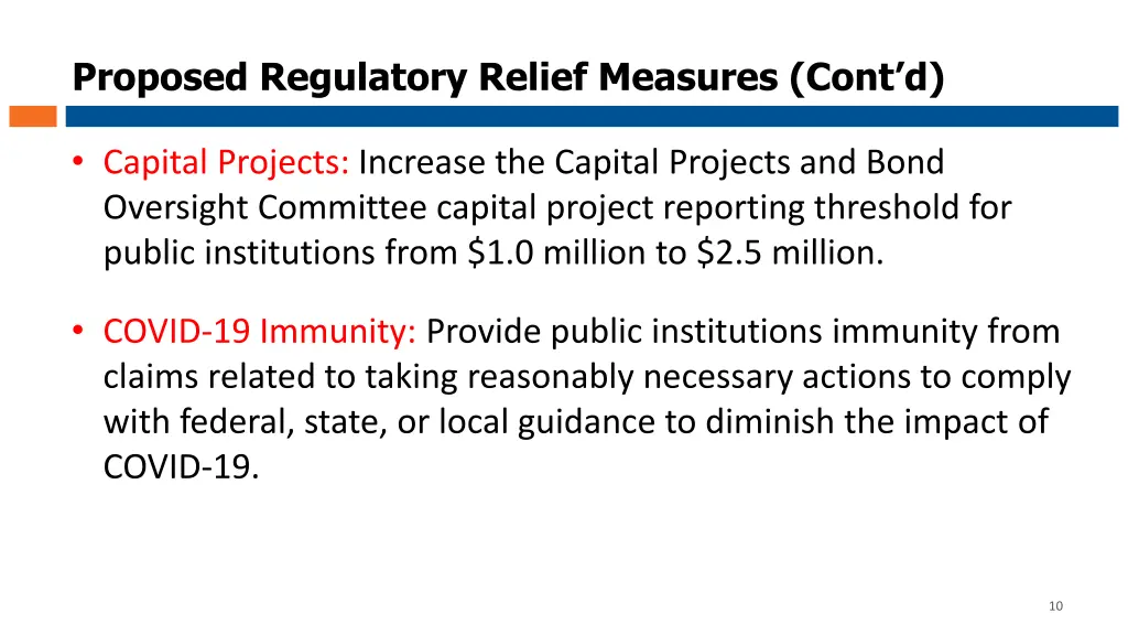 proposed regulatory relief measures cont d 2