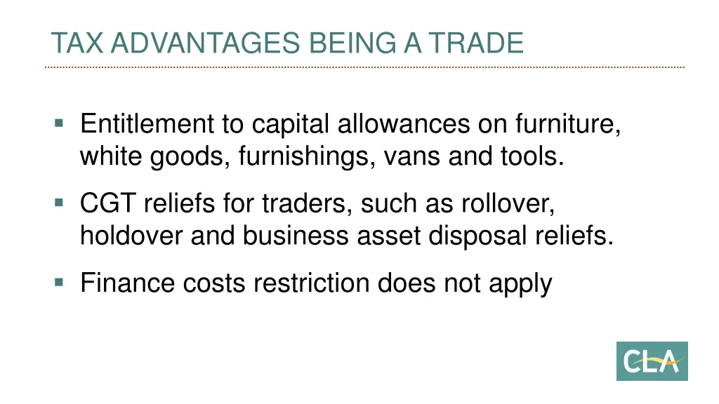 tax advantages being a trade