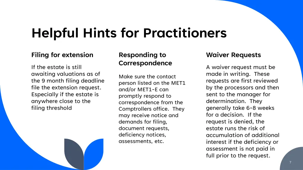 helpful hints for practitioners