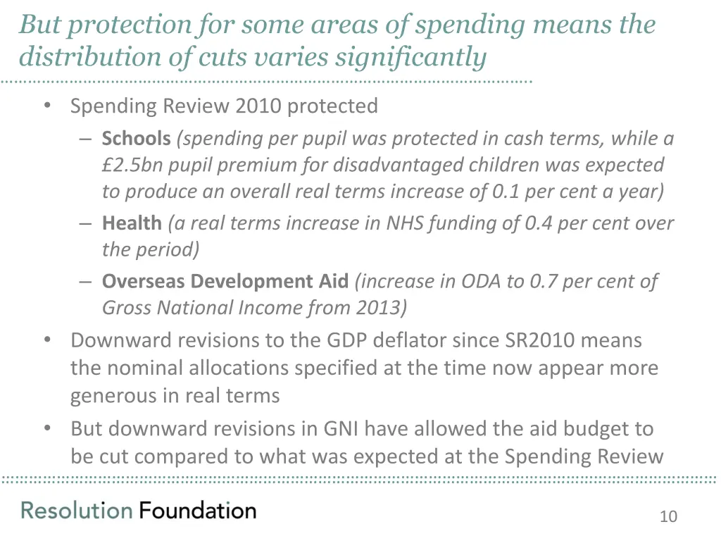but protection for some areas of spending means