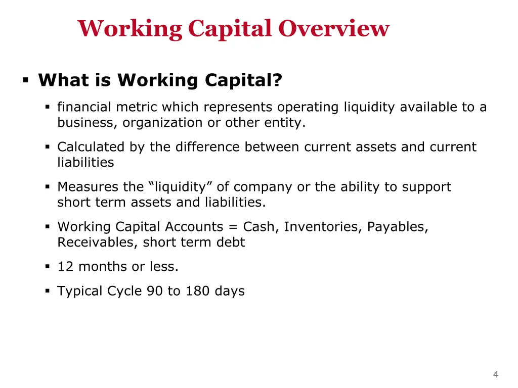 working capital overview