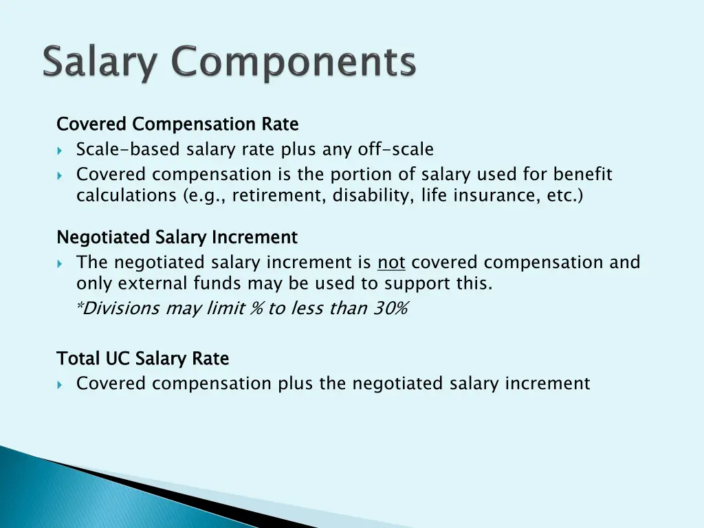 covered scale based salary rate plus