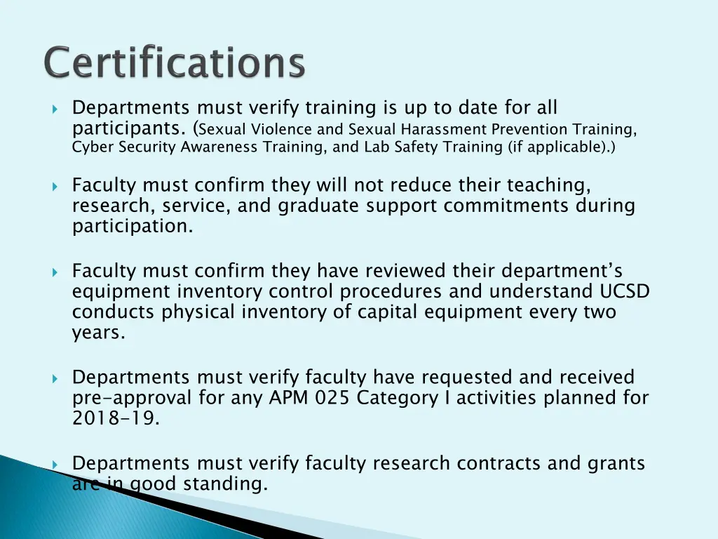 departments must verify training is up to date