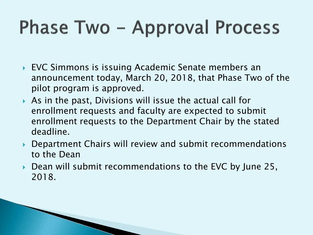 evc simmons is issuing academic senate members