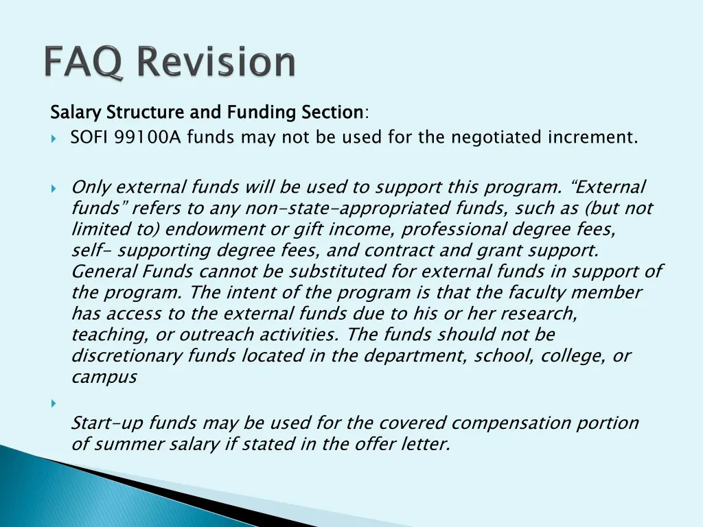 salary structure and funding section sofi 99100a
