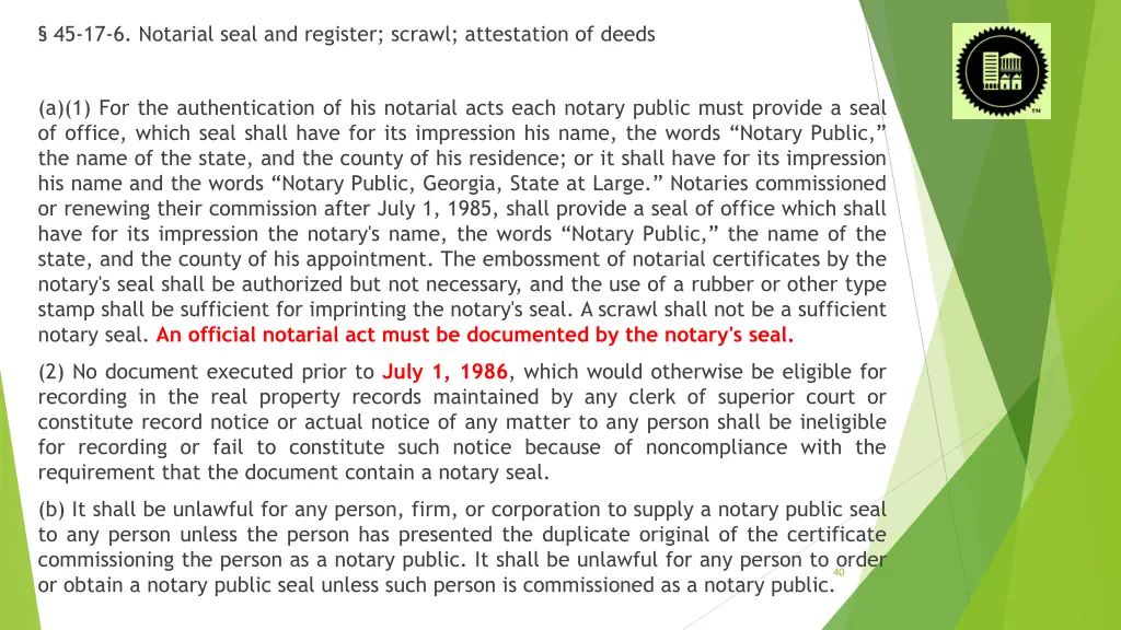 45 17 6 notarial seal and register scrawl