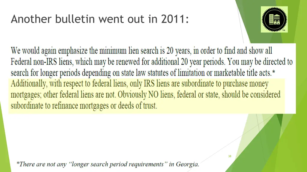 another bulletin went out in 2011