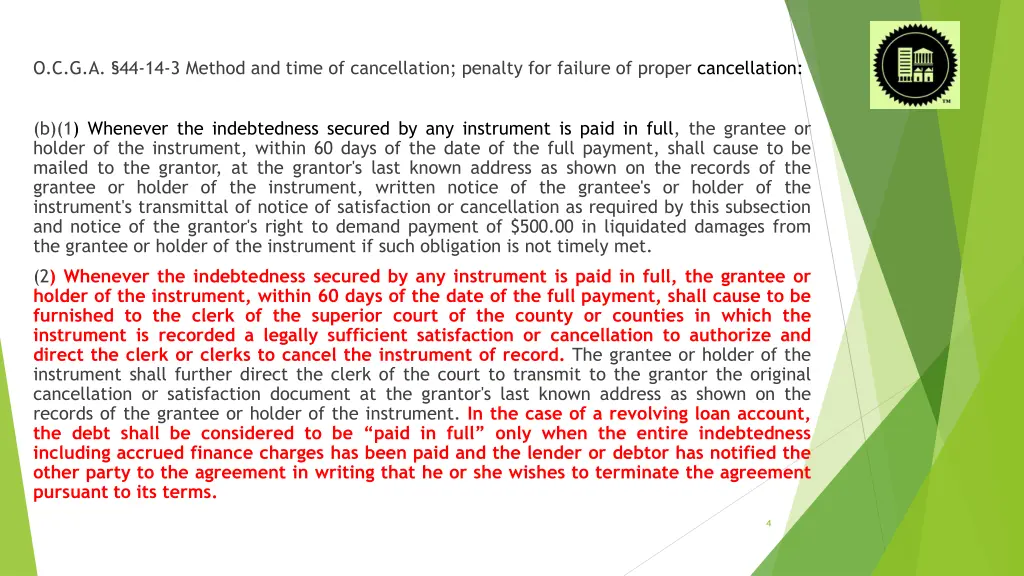 o c g a 44 14 3 method and time of cancellation
