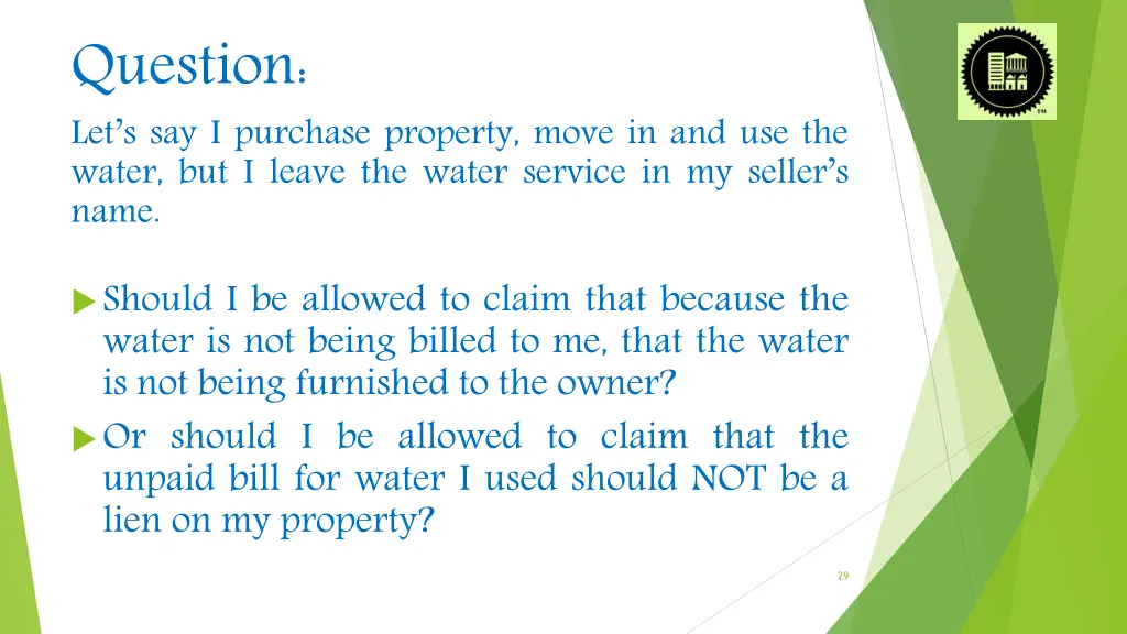 question let s say i purchase property move