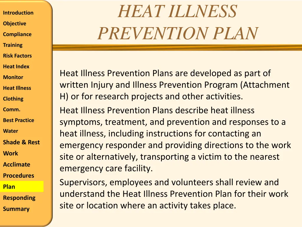 heat illness prevention plan