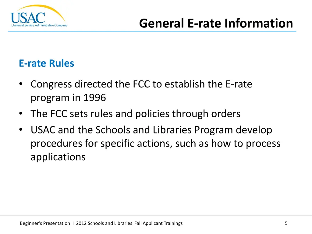 general e rate information 1