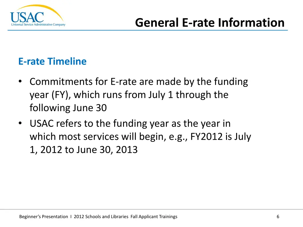 general e rate information 2